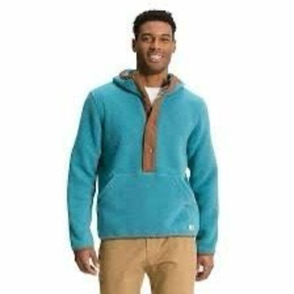 The North Face Carbondale Fleece 1/4 Snap Sz M Hoodie Blue - Picture 1 of 8